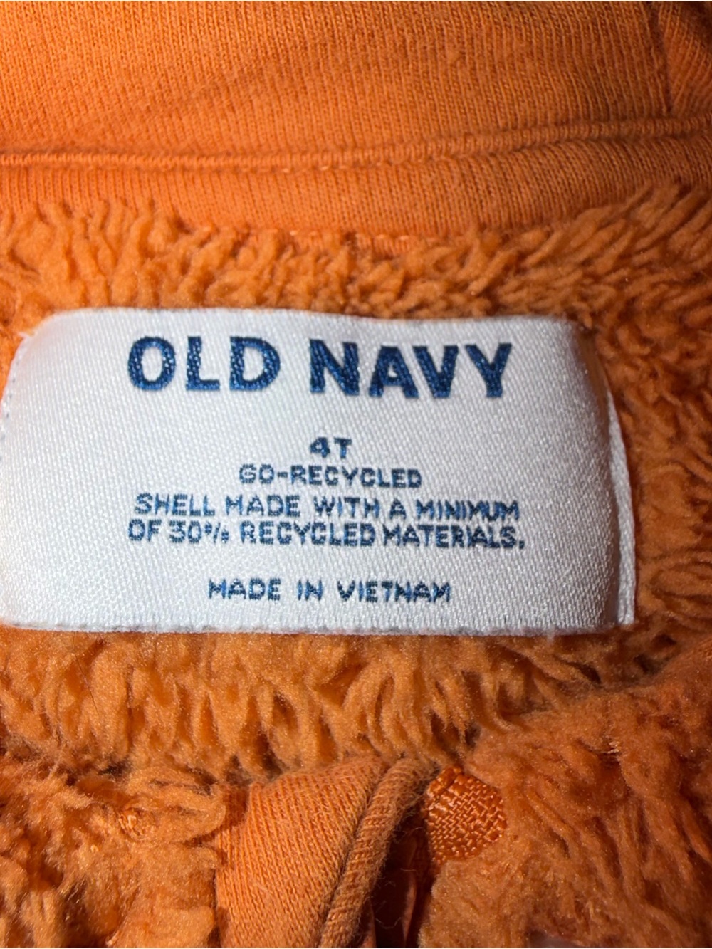 Boys girls toddler 4T Old Navy Orange Plush Kids Hoodie with Sherpa Lining fox - Picture 5 of 5